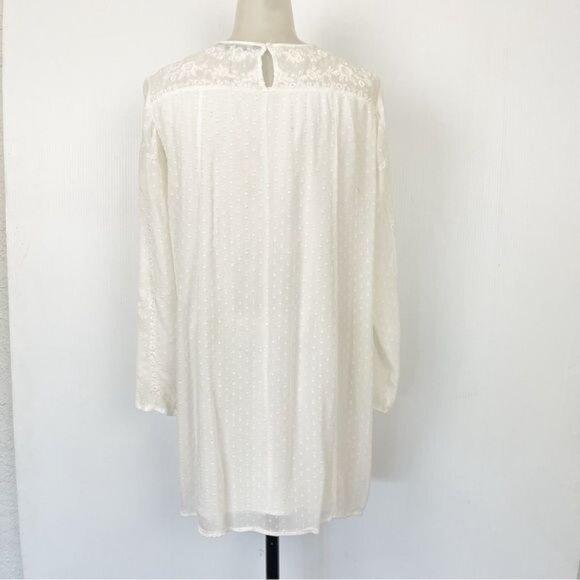 ZARA PLUMETIS DRESS WITH EMBROIDERED FLOWERS ROMANTIC SHORT MINI BOHO Swiss Dot - Picture 6 of 8